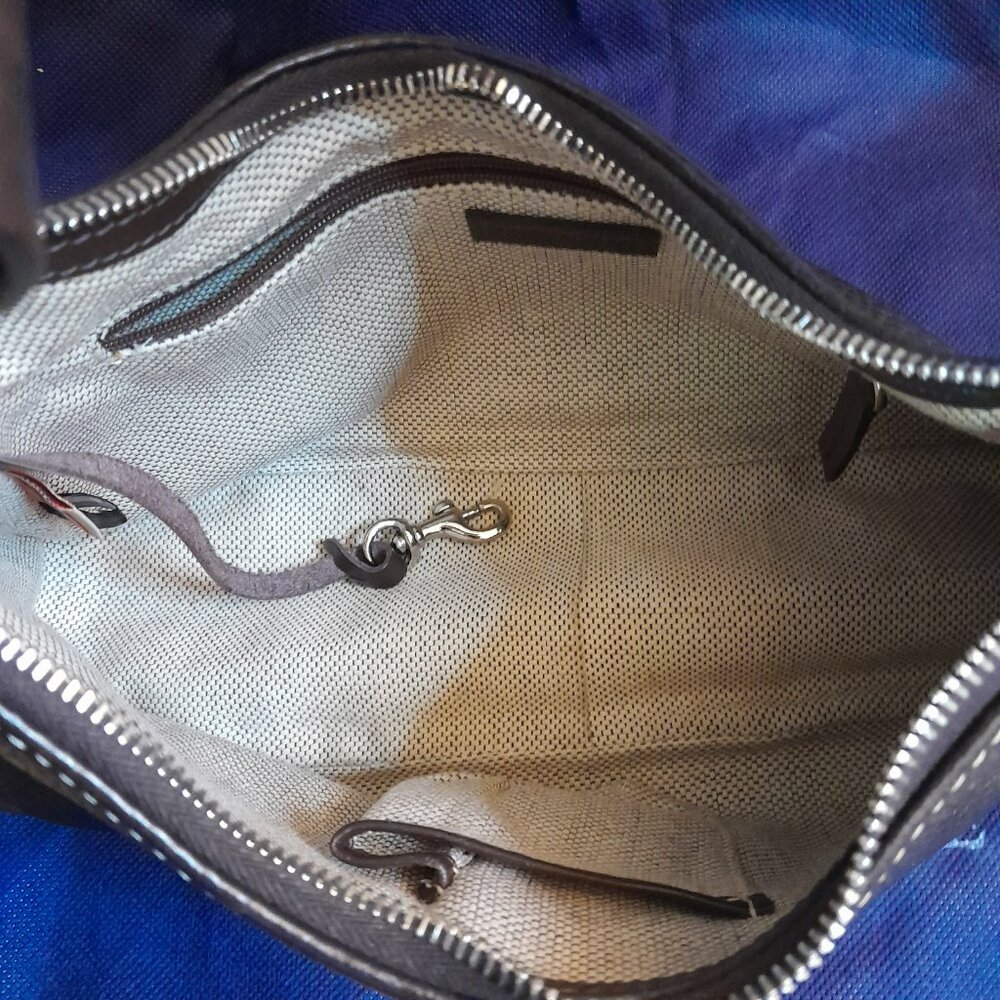 Dooney & Bourke East West Slouchy Shoulder Bag Dark Brown Pebbled Leather - Picture 8 of 16